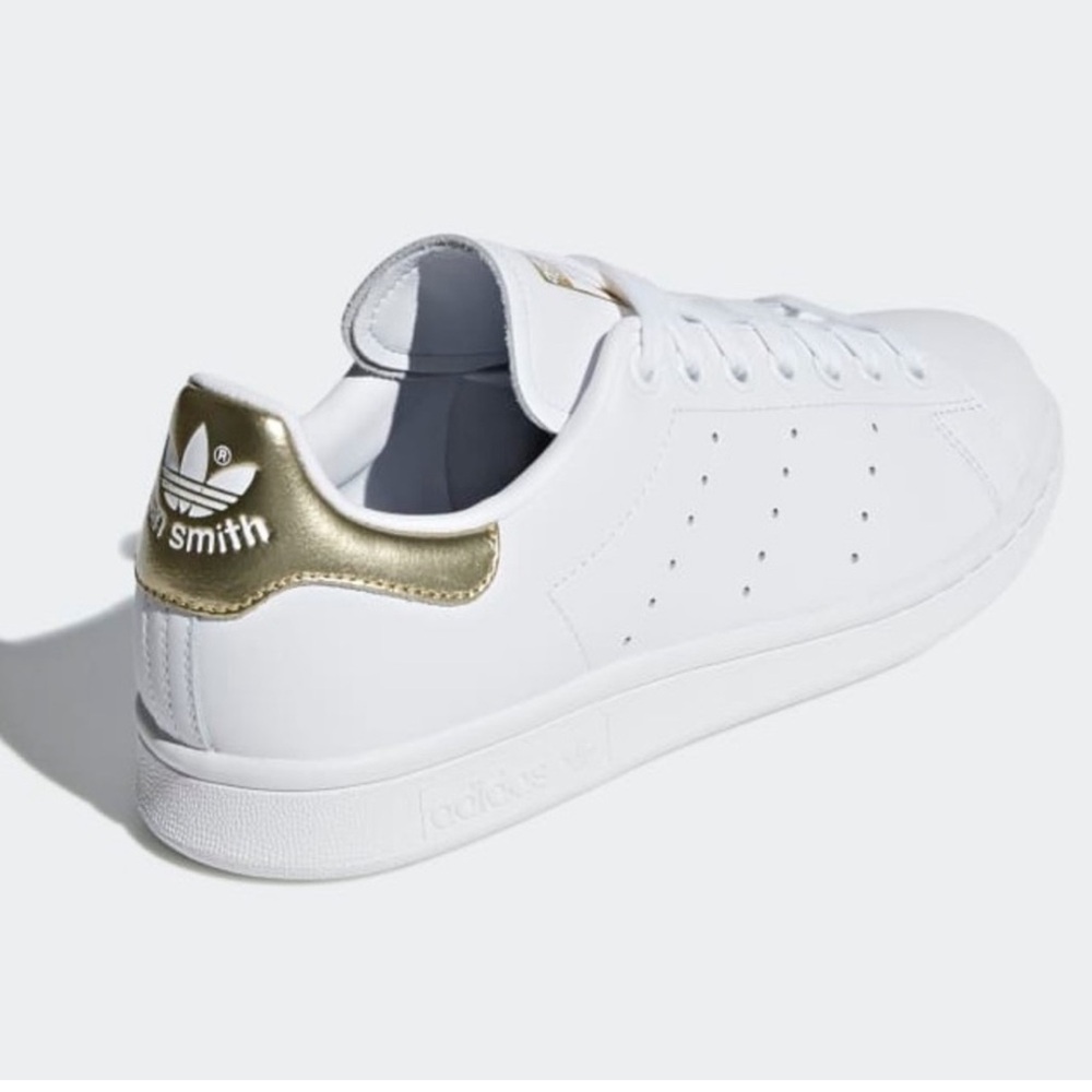 adidas Women's Stan Smith White and Gold Sneakers
